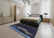 Patterned Blue Novelty Rug in a Bedroom, pat1056