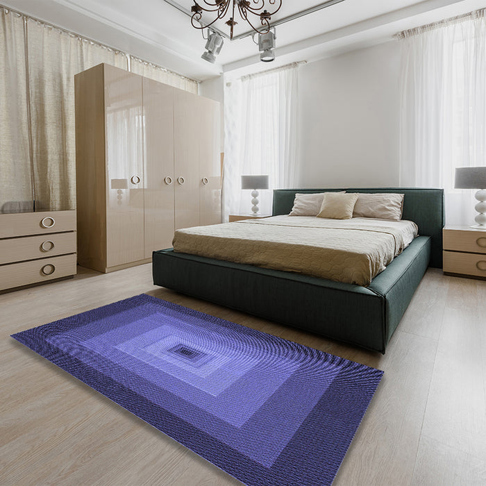 Patterned Light Slate Blue Rug in a Bedroom, pat1057blu