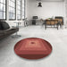 Round Patterned Orange Rug in a Office, pat1057brn