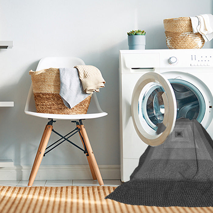Machine Washable Transitional Gunmetal Gray Rug in a Washing Machine, wshpat1057gry