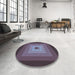 Round Patterned Plum Purple Rug in a Office, pat1057lblu