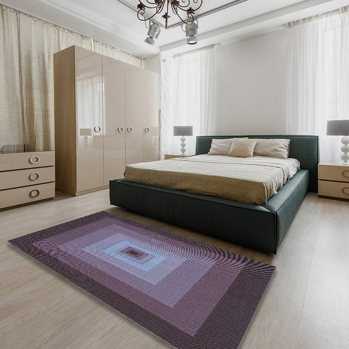 Patterned Plum Purple Rug in a Bedroom, pat1057lblu