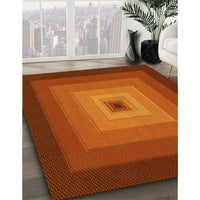 Patterned Orange Red Orange Rug, pat1057yw