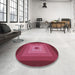 Round Patterned Dark Pink Novelty Rug in a Office, pat1057