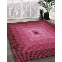 Patterned Dark Pink Novelty Rug, pat1057