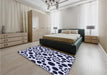 Patterned Dark Slate Blue Rug in a Bedroom, pat1058blu