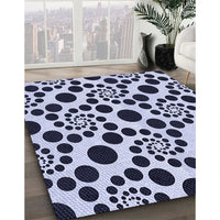 Patterned Dark Slate Blue Rug, pat1058blu