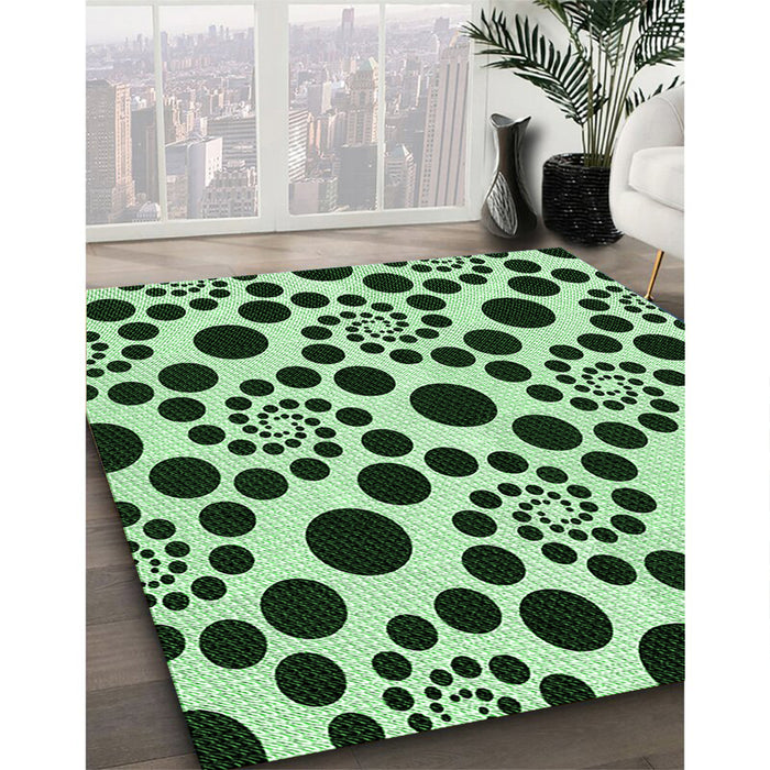 Machine Washable Transitional Dark Forest Green Rug in a Family Room, wshpat1058grn