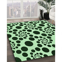 Patterned Dark Forest Green Rug, pat1058grn