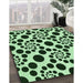 Patterned Dark Forest Green Rug in Family Room, pat1058grn