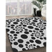 Patterned Black Rug in Family Room, pat1058gry