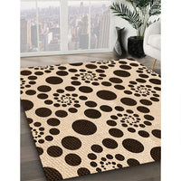 Patterned Deep Peach Orange Rug, pat1058org