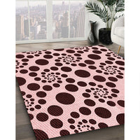 Patterned Deep Rose Pink Rug, pat1058rd