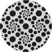 Sideview of Patterned Charcoal Black Novelty Rug, pat1058