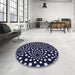 Round Patterned Light Purple Blue Rug in a Office, pat1059blu