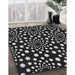 Machine Washable Transitional Black Rug in a Family Room, wshpat1059gry