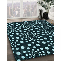 Patterned Black Rug, pat1059lblu