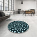 Round Patterned Black Rug in a Office, pat1059lblu