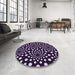 Round Patterned Lilac Purple Rug in a Office, pat1059pur