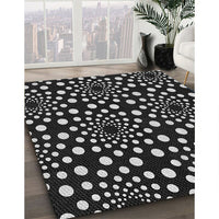 Patterned Black Novelty Rug, pat1059