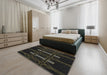 Machine Washable Transitional Black Rug in a Bedroom, wshpat105