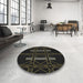 Round Patterned Black Novelty Rug in a Office, pat105