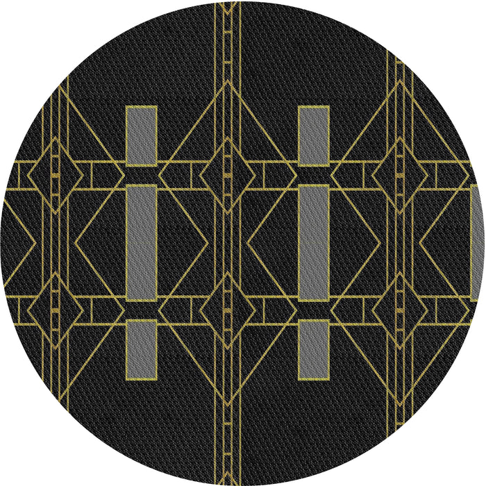 Square Machine Washable Transitional Black Rug, wshpat105