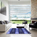 Square Patterned Light Slate Blue Rug in a Living Room, pat106blu