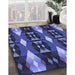 Patterned Light Slate Blue Rug in Family Room, pat106blu