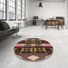 Round Patterned Bakers Brown Rug in a Office, pat106brn