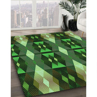 Patterned Dark Forest Green Rug, pat106grn