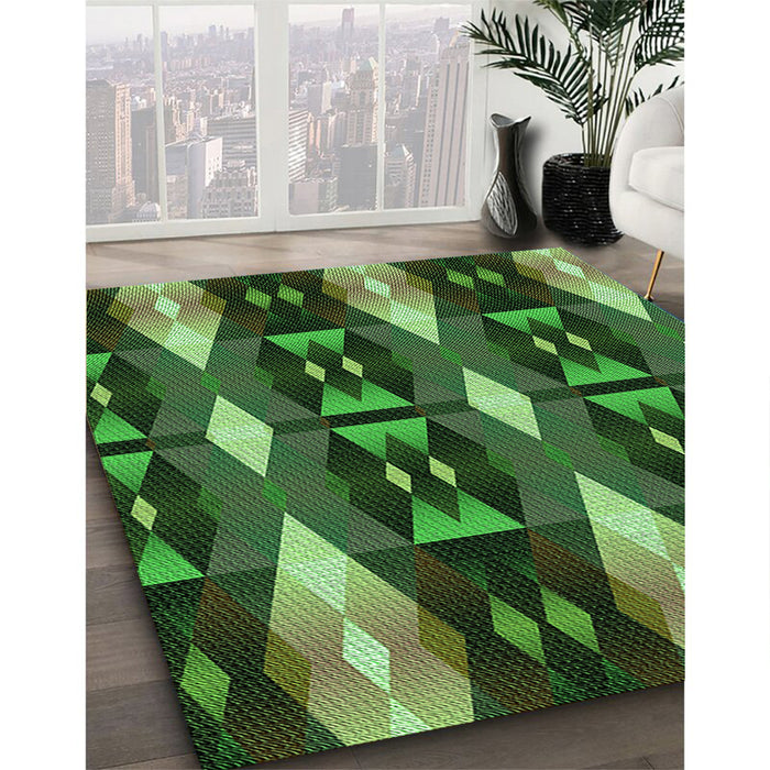Machine Washable Transitional Dark Forest Green Rug in a Family Room, wshpat106grn
