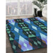 Machine Washable Transitional Blue Rug in a Family Room, wshpat106lblu