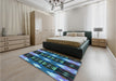 Patterned Blue Rug in a Bedroom, pat106lblu