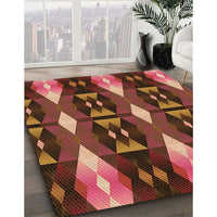 Patterned Saffron Red Rug, pat106org