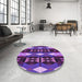 Round Patterned Purple Rug in a Office, pat106pur