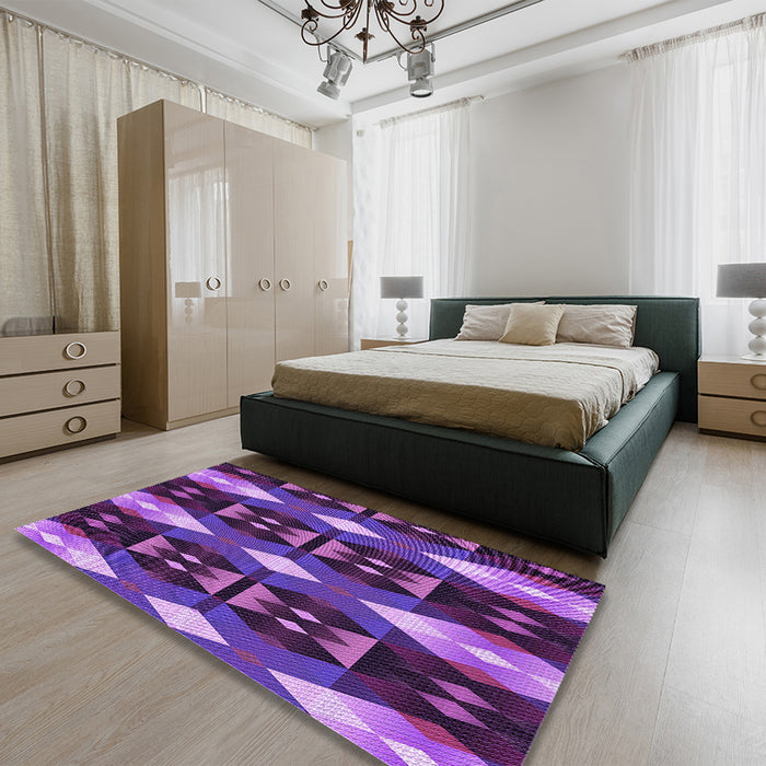 Patterned Purple Rug in a Bedroom, pat106pur