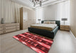 Patterned Cranberry Red Rug in a Bedroom, pat106rd