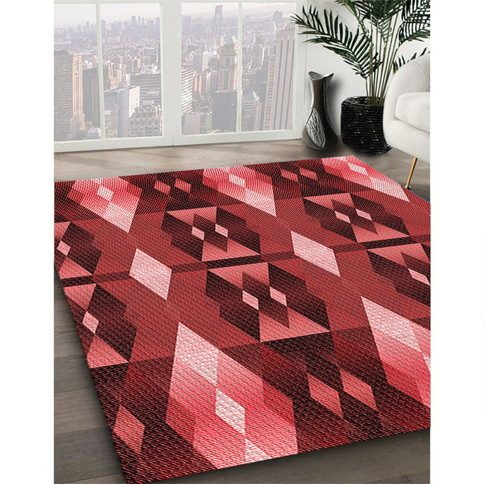 Machine Washable Transitional Cranberry Red Rug in a Family Room, wshpat106rd