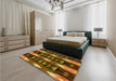 Patterned Cinnamon Brown Rug in a Bedroom, pat106yw