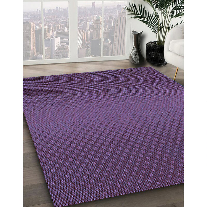 Patterned Plum Purple Rug in Family Room, pat1060blu