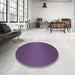 Round Patterned Plum Purple Rug in a Office, pat1060blu