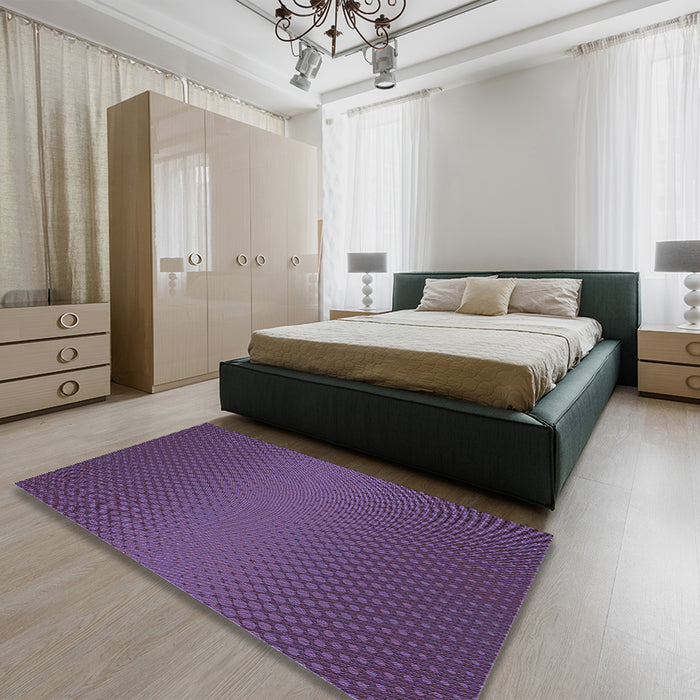 Patterned Plum Purple Rug in a Bedroom, pat1060blu