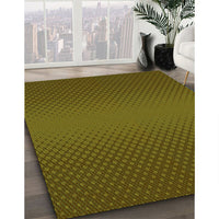 Patterned Dark Yellow Green Rug, pat1060grn