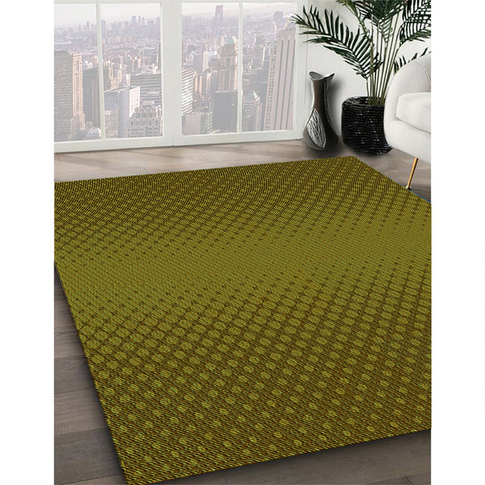 Patterned Dark Yellow Green Rug in Family Room, pat1060grn