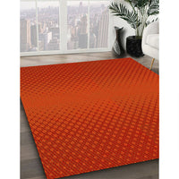 Patterned Scarlet Red Rug, pat1060yw