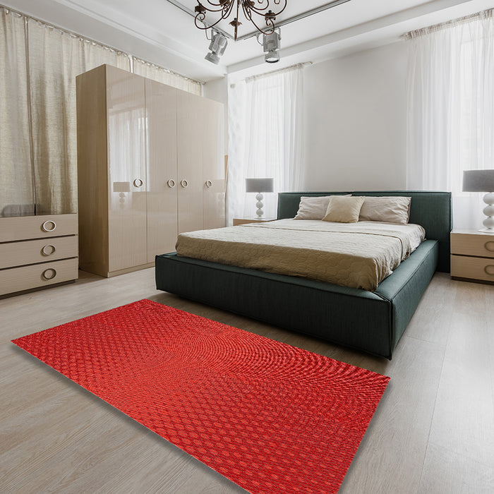 Machine Washable Transitional Fire Red Rug in a Bedroom, wshpat1060