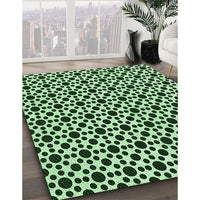 Patterned Dark Forest Green Rug, pat1061grn