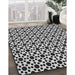 Patterned Charcoal Black Rug in Family Room, pat1061gry