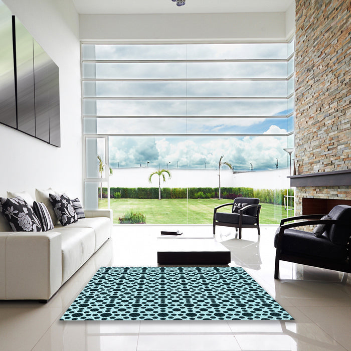 Machine Washable Transitional Blue Rug in a Kitchen, wshpat1061lblu